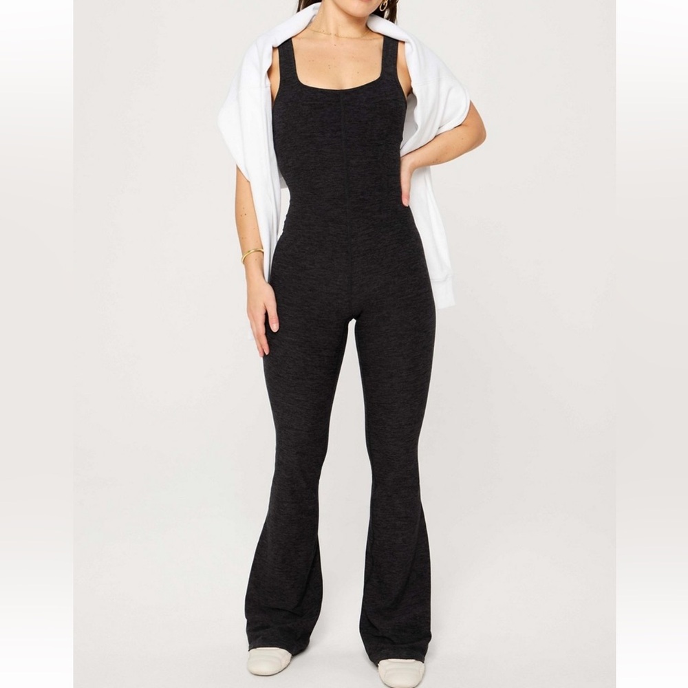Fabletics Black Heather Flare Jumpsuit XLT